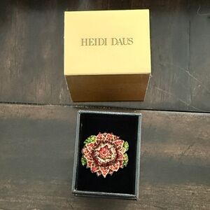 Heidi Daus Red and Green Floral ring size 6